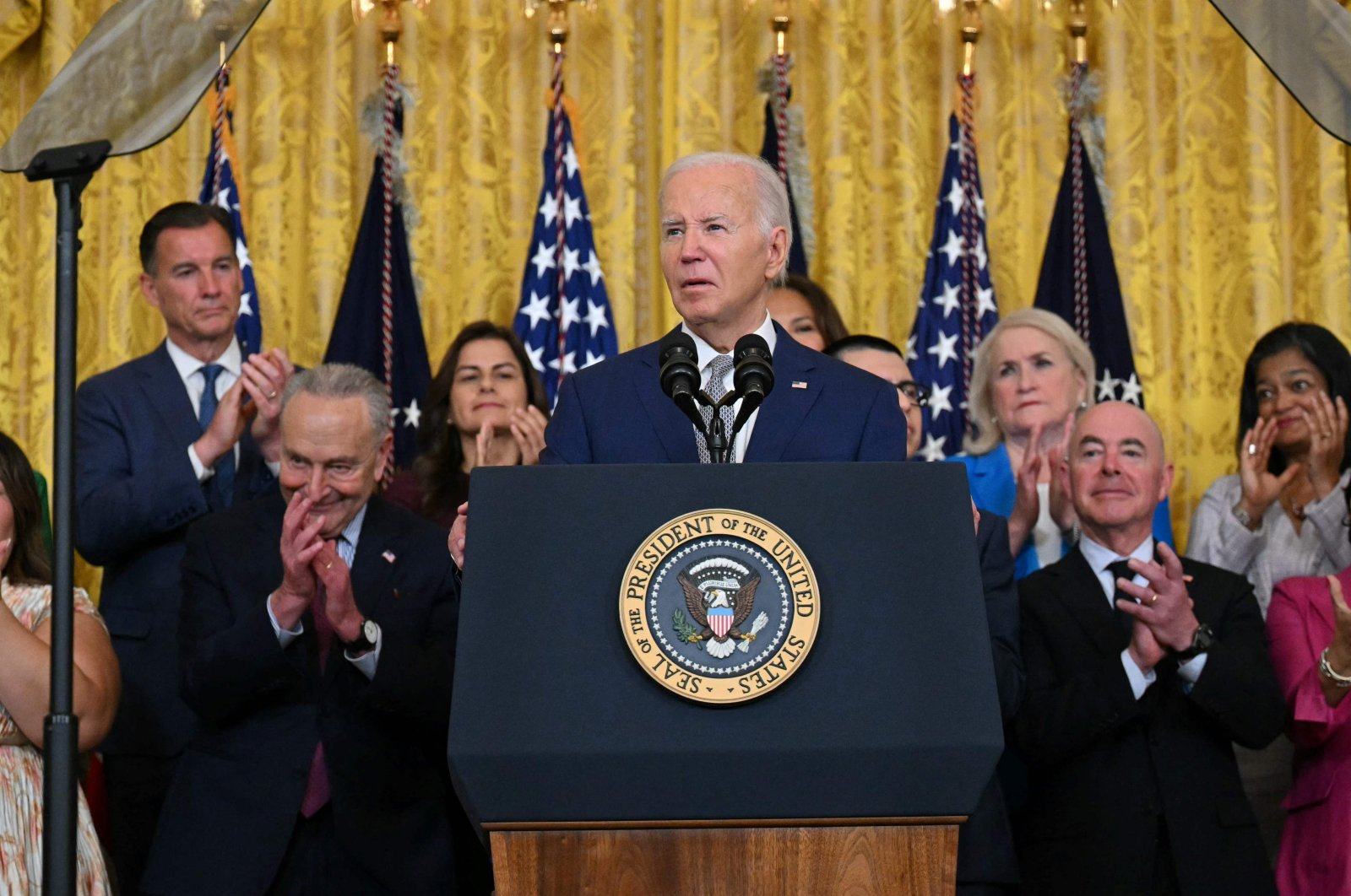 U.S. President Joe Biden speaks at an event at the White House in Washington, U.S., June 18, 2024. (AFP Photo)