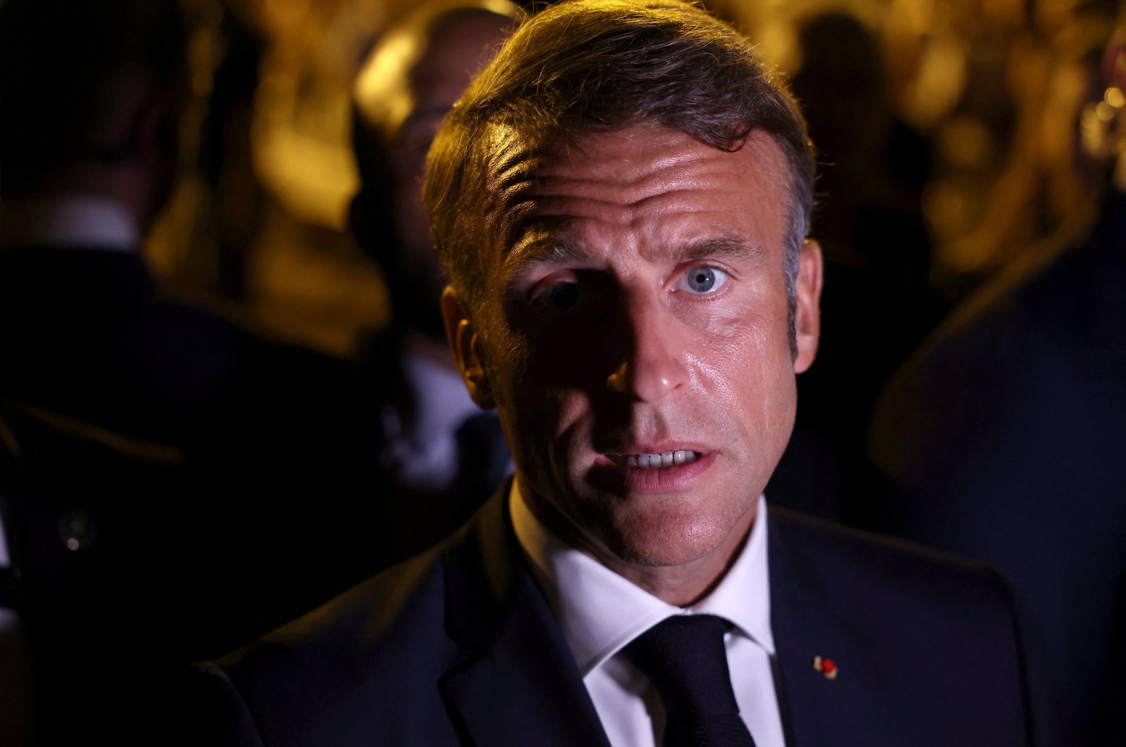 French President Emmanuel Macron attends a program in Bormes-les-Mimosas, France, Aug. 17, 2024. (EPA Photo)