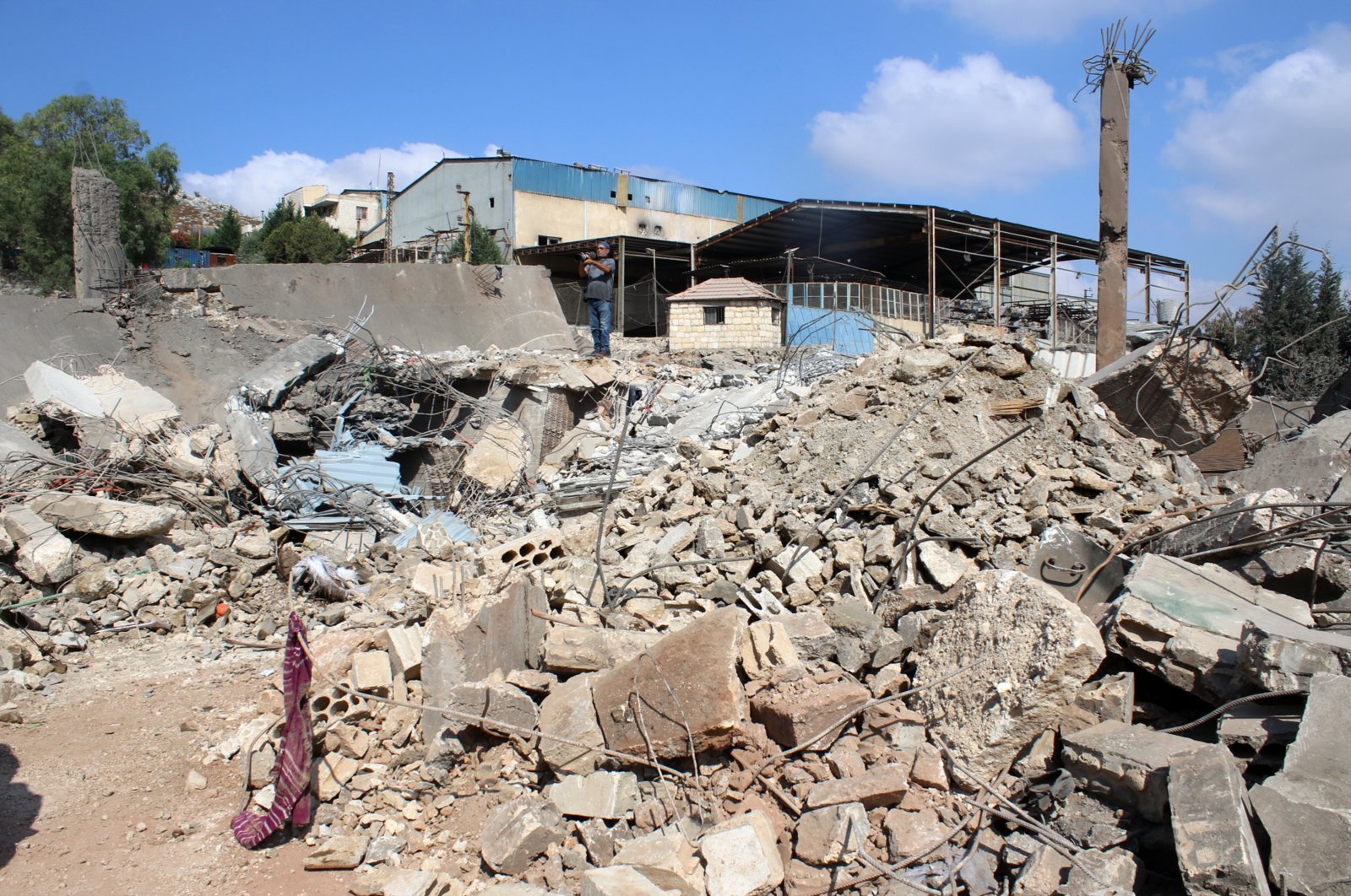 Rubble at an industrial area hit by an Israeli airstrike in Wadi Al Kfour, Nabatieh province, southern Lebanon, Aug. 17, 2024. (EPA Photo)