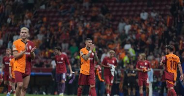 Galatasaray players applaud fans following the UEFA Champions League playoff match against Young Boys at the RAMS Park, Istanbul, Türkiye, Aug. 28, 2024. (AA Photo)