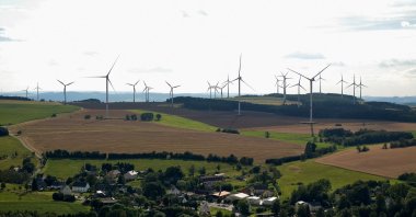 A view shows a wind farm behind Voigtsdorf near Dorfchemnitz, Germany, Aug. 9, 2024. (Reuters Photo)