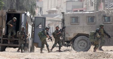 Israeli soldiers operate during a raid in the Nur Shams camp for Palestinian refugees near the city of Tulkarem, occupied West Bank, Palestine, Aug. 28, 2024. (AFP Photo)