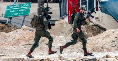 Israeli soldiers operate in Tulkarem in the north of the occupied West Bank, Palestine, Aug. 29, 2024. (AFP Photo)