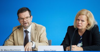 German Justice Minister Marco Buschmann and German Interior Minister Nancy Faeser present a security package, including tougher knife laws, in Berlin, Aug. 29, 2024. (AFP Photo)