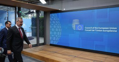 Foreign Minister Hakan Fidan attends an informal summit of the EU in Brussels, Aug. 24, 2024. (AA Photo)