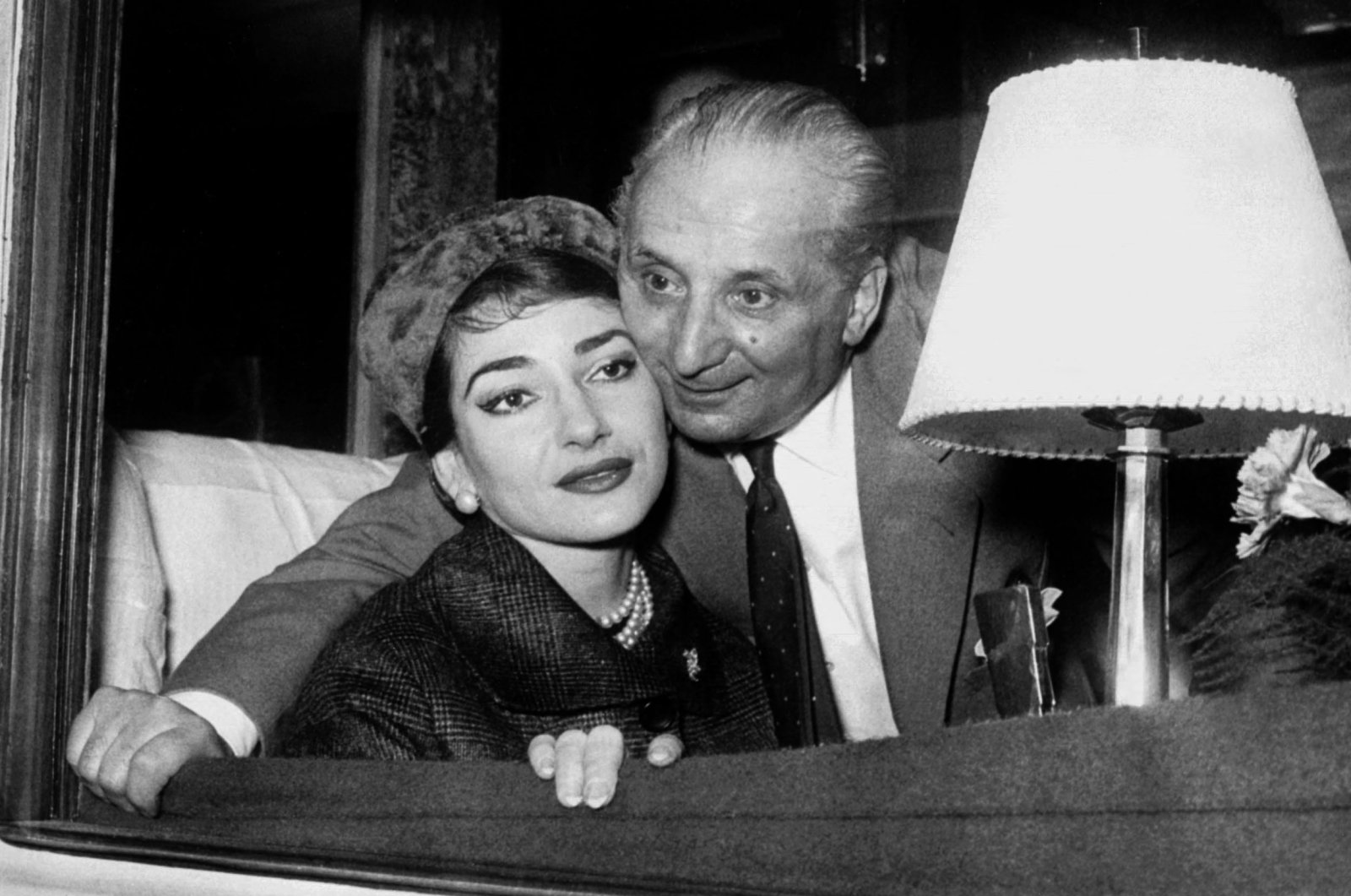 This undated photo shows famous Greek American singer Maria Callas (L) and her husband Giovanni Battista Meneghini (R). (AFP Photo)