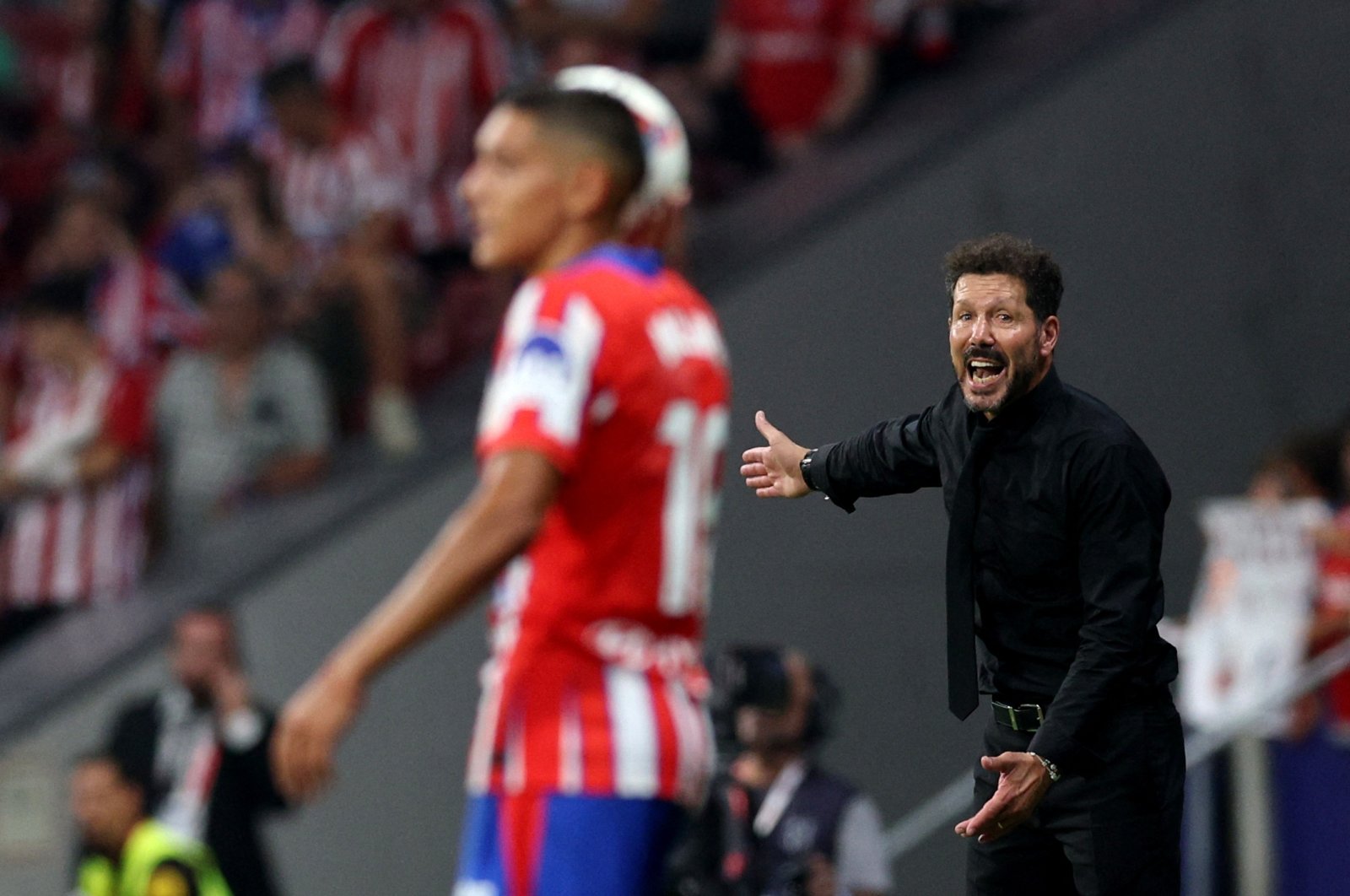 Atletico Madrid coach Diego Simeone reacts during the LaLiga match against Espanyol at the Civitas Metropolitano, Madrid, Spain, Aug. 28, 2024. (Reuters Photo)  