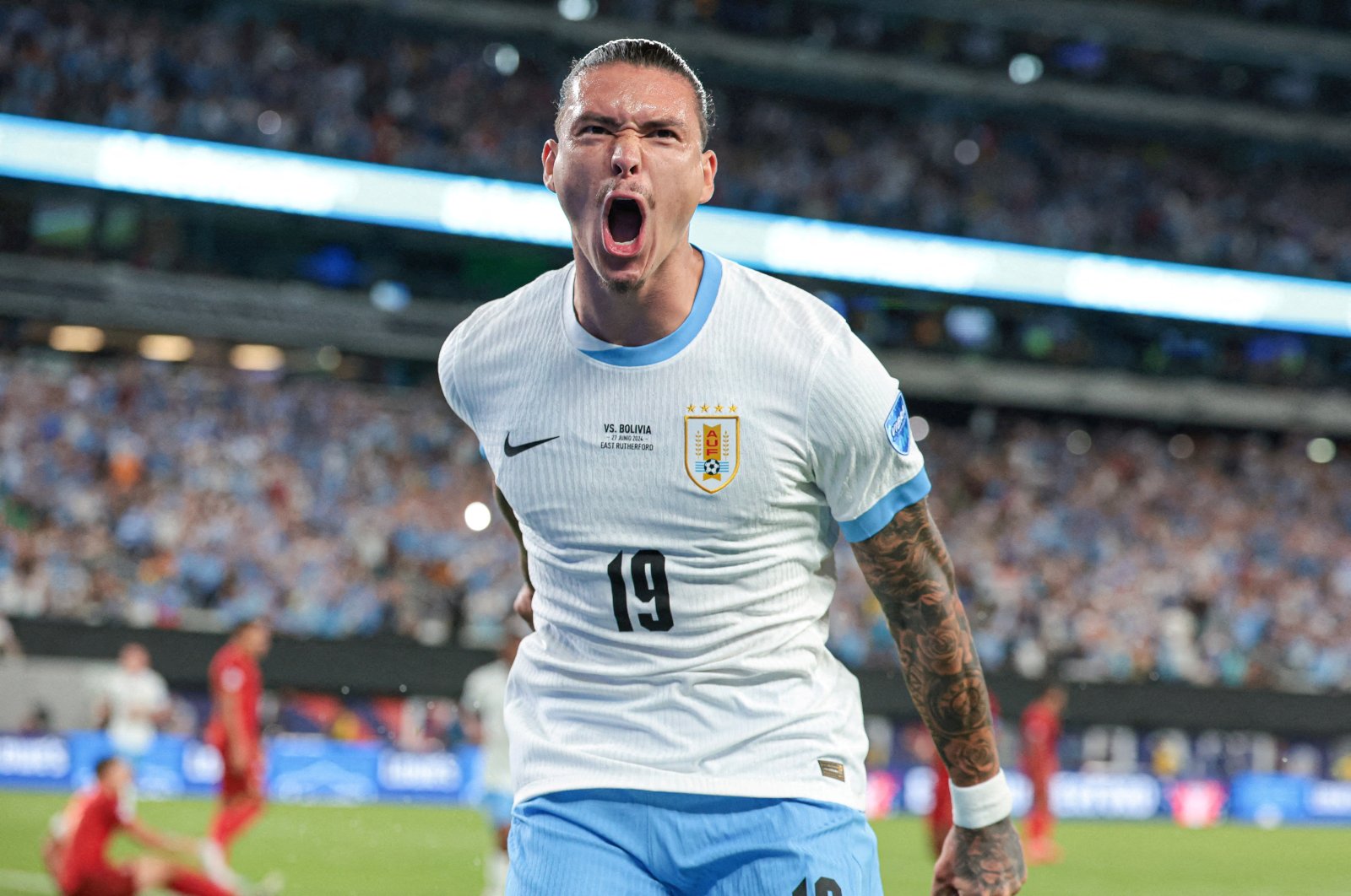 Uruguay forward Darwin Nunez celebrates his goal during the first half of the Copa America match against Bolivia, MetLife Stadium, East Rutherford, New Jersey, U.S., June 27, 2024. (Reuters Photo)