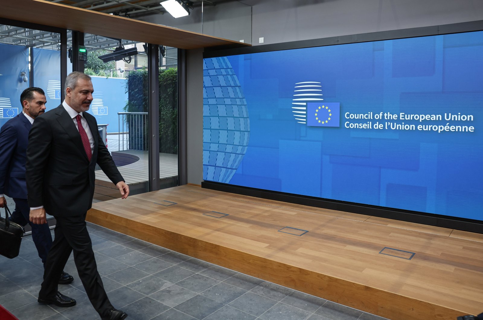 Foreign Minister Hakan Fidan attends an informal summit of the EU in Brussels, Aug. 24, 2024. (AA Photo)