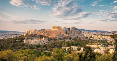 Overlooking the Acropolis at sunset, Athens, Greece, Aug. 22, 2021. (Getty Images)