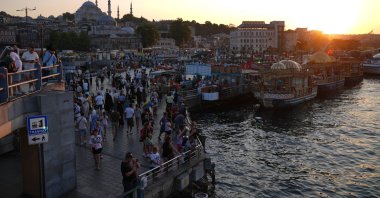 People are seen in the famous Eminönü neighborhood in Istanbul, Türkiye, Aug. 6, 2024. (AA Photo)