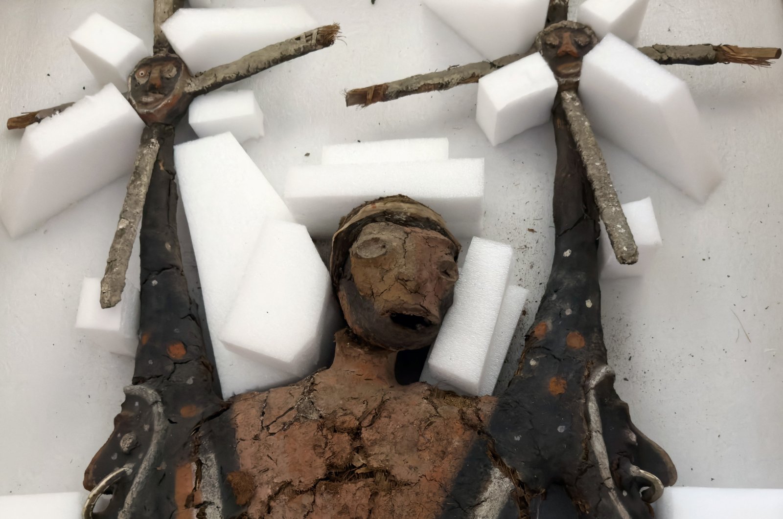 A rambaramp effigy containing the skull of a man in Port Vila, Vanuatu, Aug. 29, 2024. (Reuters Photo)