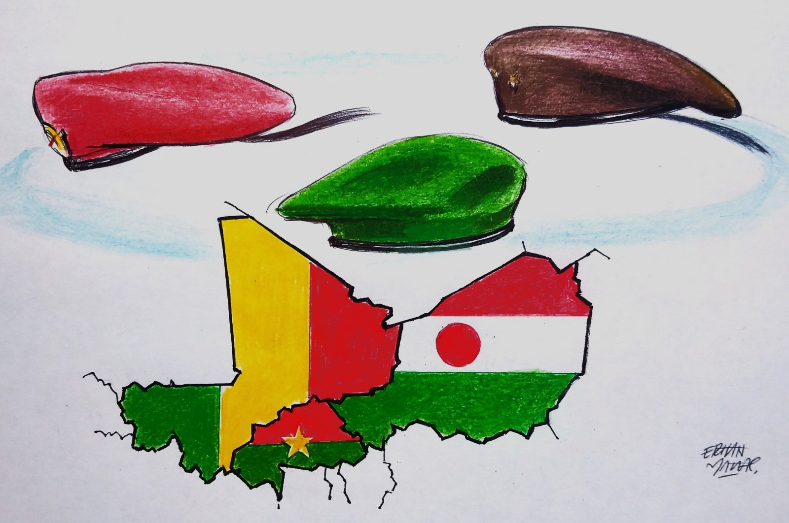 "The Sahel Confederation represents a significant stride toward strategic autonomy for Niger, Mali and Burkina Faso. This alliance empowers them to collectively navigate away from Western influences that have historically shaped their geopolitical and economic landscapes." (Illustration by Erhan Yalvaç)