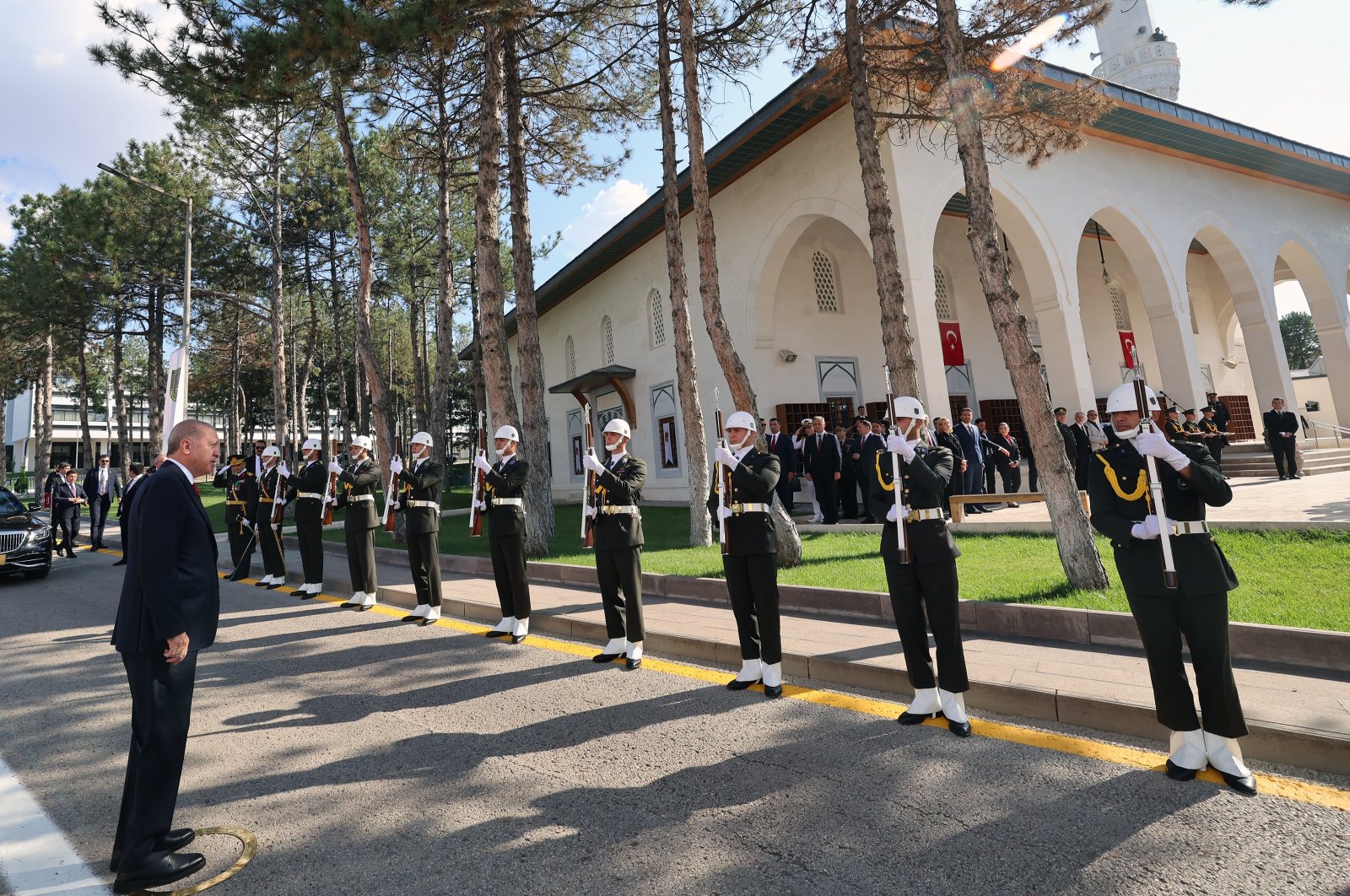 President Recep Tayyip Erdoğan salutes soldıers at the Turkish Military Academy, Ankara, Aug. 30, 2024. (AA Photo)