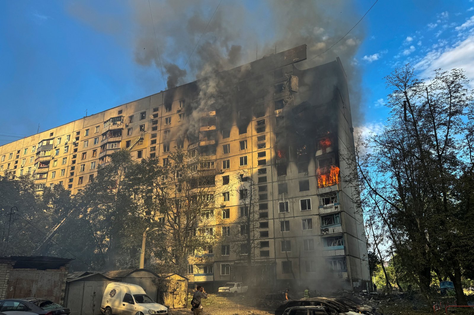 A general view shows an apartment building hit by a Russian air strike, amid Russia&#039;s attack on Ukraine, in Kharkiv, Ukraine Aug. 30, 2024. (Reuters Photo)