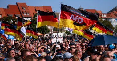 Supporters of far-right Alternative for Germany (AfD) party attend a meeting in Erfurt, Germany, Aug. 31, 2024. (EPA Photo)