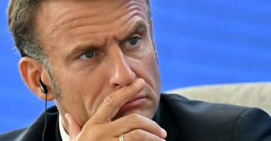 French President Emmanuel Macron looks on during the Youth and Artificial Intelligence Forum at InGrid - Schneider Electric LLC, Novi Sad, Belgrade, Serbia, Aug. 30, 2024. (AFP Photo)