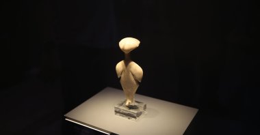 The artifact, now on display at the Troy Museum, is ceremoniously unveiled during the Çanakkale Cultural Road Festival, Çanakkale, Türkiye, Aug. 31, 2024. (AA Photo)