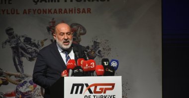 Turkish Motorcycle Federation Vice President Mahmut Nedim Akülke speaks at the MXGP Türkiye press release event, Afyon, Türkiye, Aug. 7, 2024. (AA Photo)
