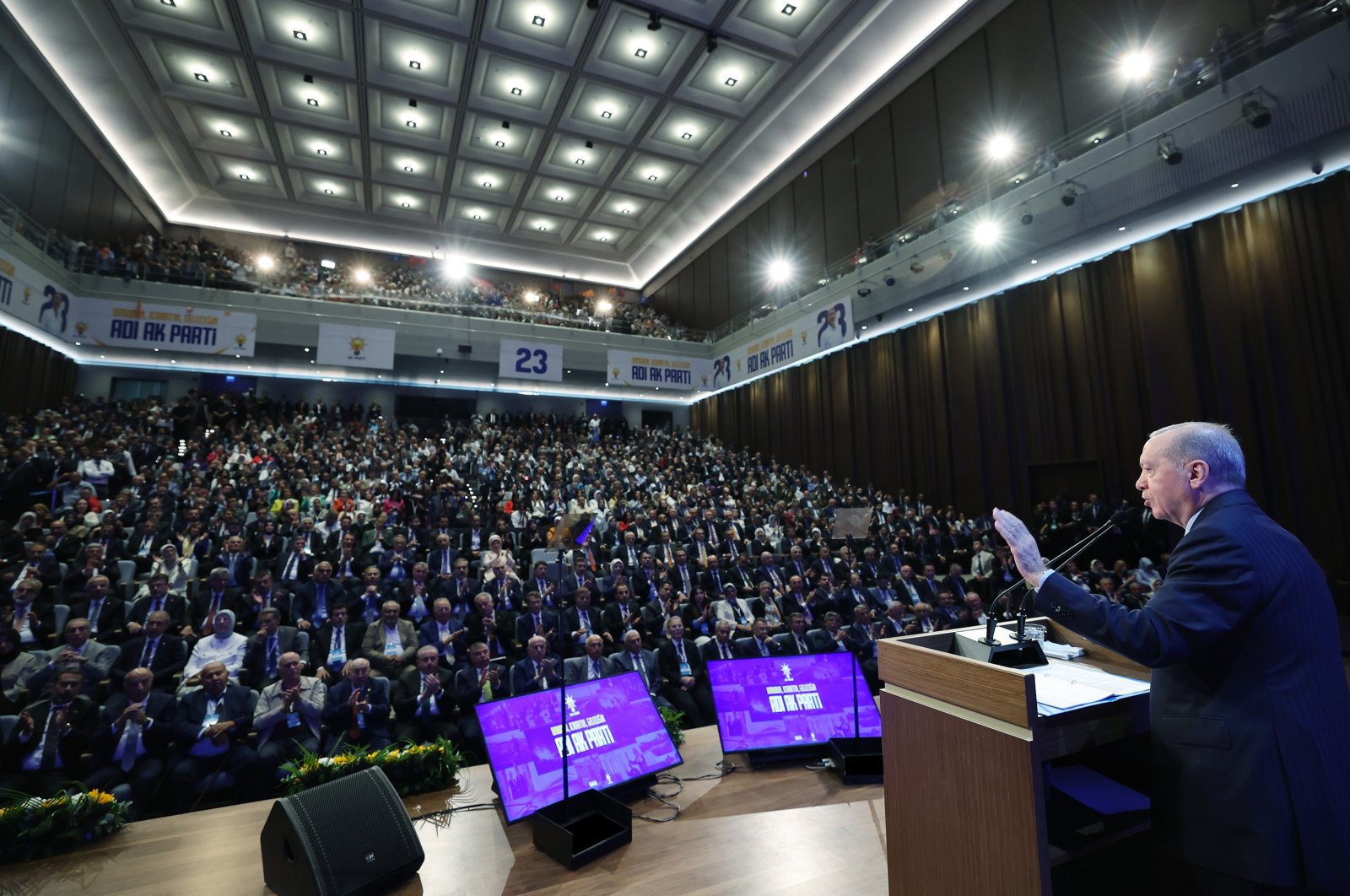 President Recep Tayyip Erdoğan speaks at the AK Party anniversary event, Ankara, Türkiye, Aug. 14, 2024. (AA Photo)