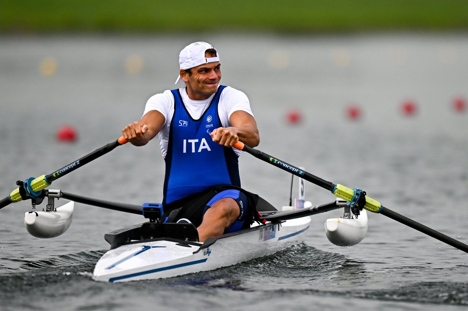 Giacomo Perini of Italy in action during the PR1 men&#039;s single sculls heats on Day 2 of the Paris 2024 Paralympic Games at Vaires-sur-Marne Nautical Stadium, Paris, France, Aug. 30, 2024. (Getty Images Photo)