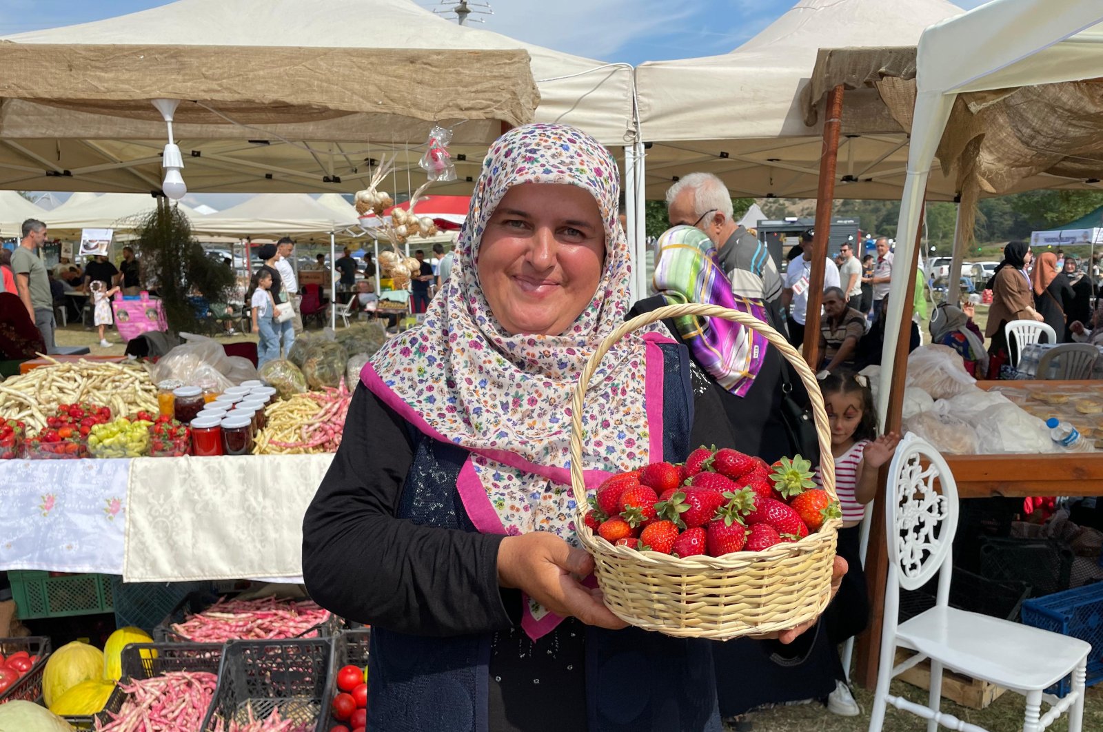 One of the participants of the strawberry competition, Sakarya, Türkiye, Sept. 1, 2024. (AA Photo)