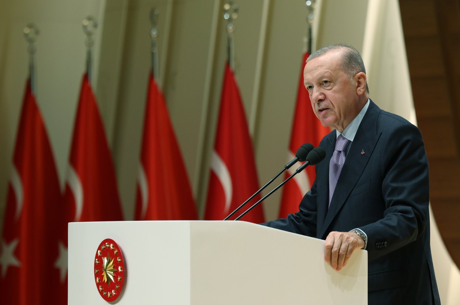 President Recep Tayyip Erdoğan speaks at a ceremony for the opening of the new judicial year, Ankara, Türkiye, Sept. 2, 2024. (AA Photo)