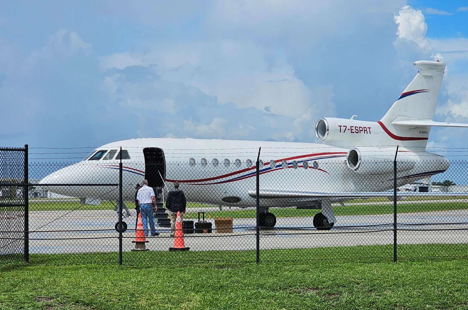 Venezuelan President Nicolas Maduro&#039;s aircraft, a Dassault Falcon 900EX private jet, after being seized by U.S. law enforcement officials is seen in Fort Lauderdale, Florida, Sept. 3, 2024. (AFP Photo)