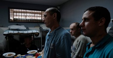 Russian army prisoners captured by the Ukrainian army during the Kursk offensive in their cells inside a detention center located in Ukraine, Aug. 23, 2024, (EPA Photo)