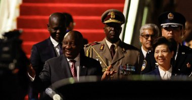 South Africa's President Cyril Ramaphosa arrives at the Beijing Capital International Airport ahead of the 2024 Summit of the Forum on China-Africa Cooperation (FOCAC), Beijing, China, Sept. 2, 2024. (Reuters Photo)
