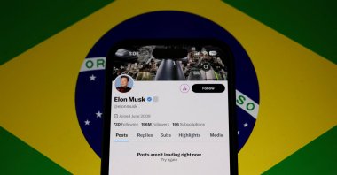 The X account of Elon Musk is seen blocked on a mobile screen in this illustration after Brazil&#039;s telecommunications regulator suspended access to Elon Musk&#039;s X social network in the country to comply with a court order, Sao Paulo, Brazil, Aug. 31, 2024. (Reuters Photo)