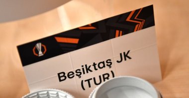 A general view of the draw card of Besiktas JK during the UEFA Europa League 2024/25 League Phase Draw at Grimaldi Forum, Monaco, Monaco, Aug. 30, 2024. (Getty Images Photo)