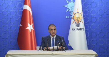 AK Party spokesperson Ömer Çelik speaks to reporters in a news conference, Ankara, Türkiye, Sept. 3, 2024. (AA Photo)