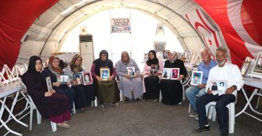 Diyarbakır parents attend yearslong sit-in protest in front of former  HDP headquarters in Diyarbakır, Aug. 18, 2024. (AA File Photo)