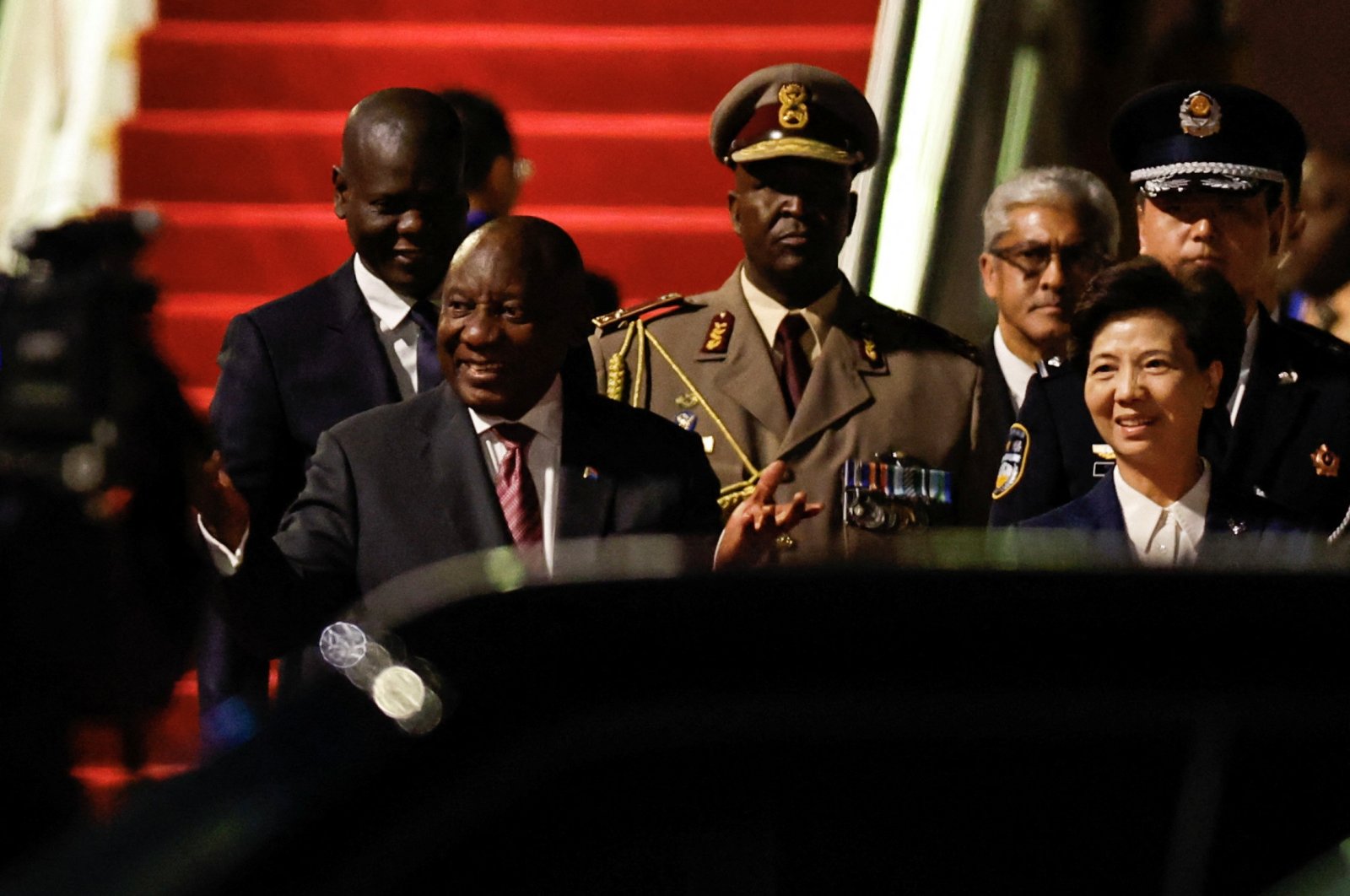 South Africa&#039;s President Cyril Ramaphosa arrives at the Beijing Capital International Airport ahead of the 2024 Summit of the Forum on China-Africa Cooperation (FOCAC), Beijing, China, Sept. 2, 2024. (Reuters Photo)