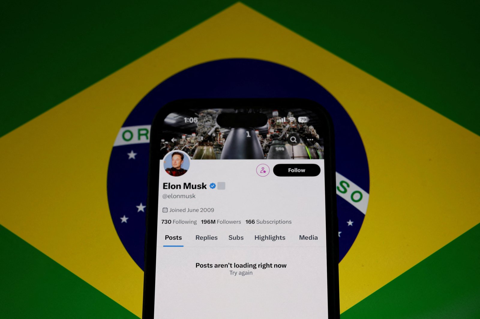 The X account of Elon Musk is seen blocked on a mobile screen in this illustration after Brazil&#039;s telecommunications regulator suspended access to Elon Musk&#039;s X social network in the country to comply with a court order, Sao Paulo, Brazil, Aug. 31, 2024. (Reuters Photo)