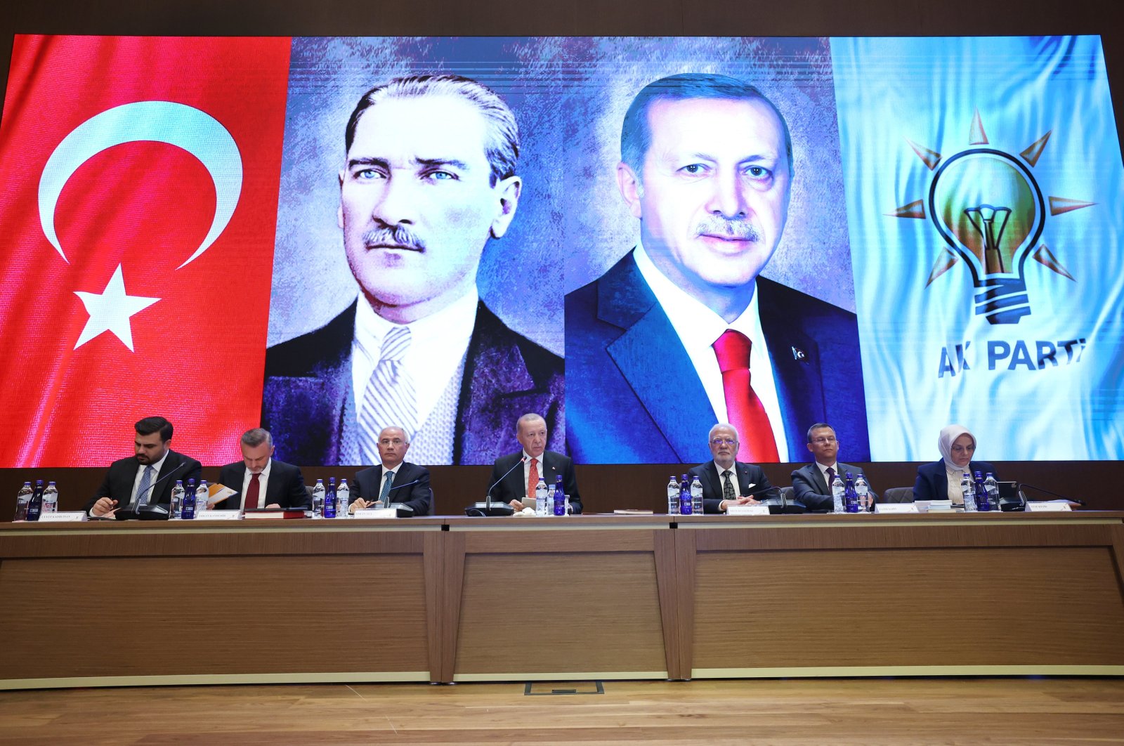 President Recep Tayyip Erdoğan addresses fellow party members at the MKYK meeting in the capital, Ankara, Türkiye, Sept. 3, 2024. (AA Photo)