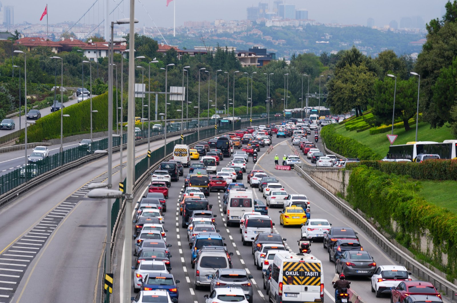 An aerial view shows cars during a rush hour, Istanbul, Türkiye, Sept. 2, 2024. (AA Photo)