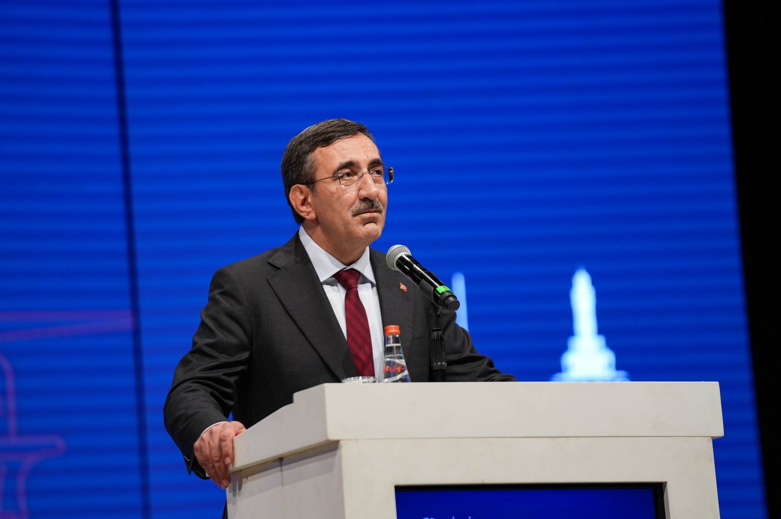 Vice President Cevdet Yılmaz speaks during an event in Izmir, western Türkiye, Aug. 31, 2024. (AA Photo)