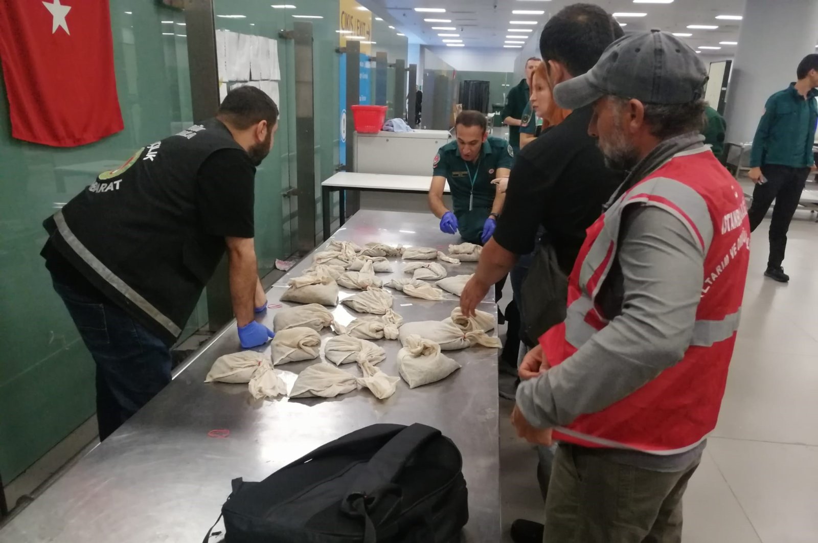 The seized live medicinal leeches smuggled into Türkiye at Istanbul Airport, Istanbul, Türkiye, Sept. 3, 2024. (IHA Photo)