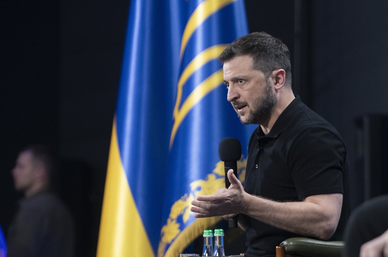  Ukrainian President Volodymyr Zelenskyy speaks to the media during the &#039;Ukraine 2024 Independence&#039; forum in Kyiv, Ukraine, Aug. 24, 2024. (EPA Photo)