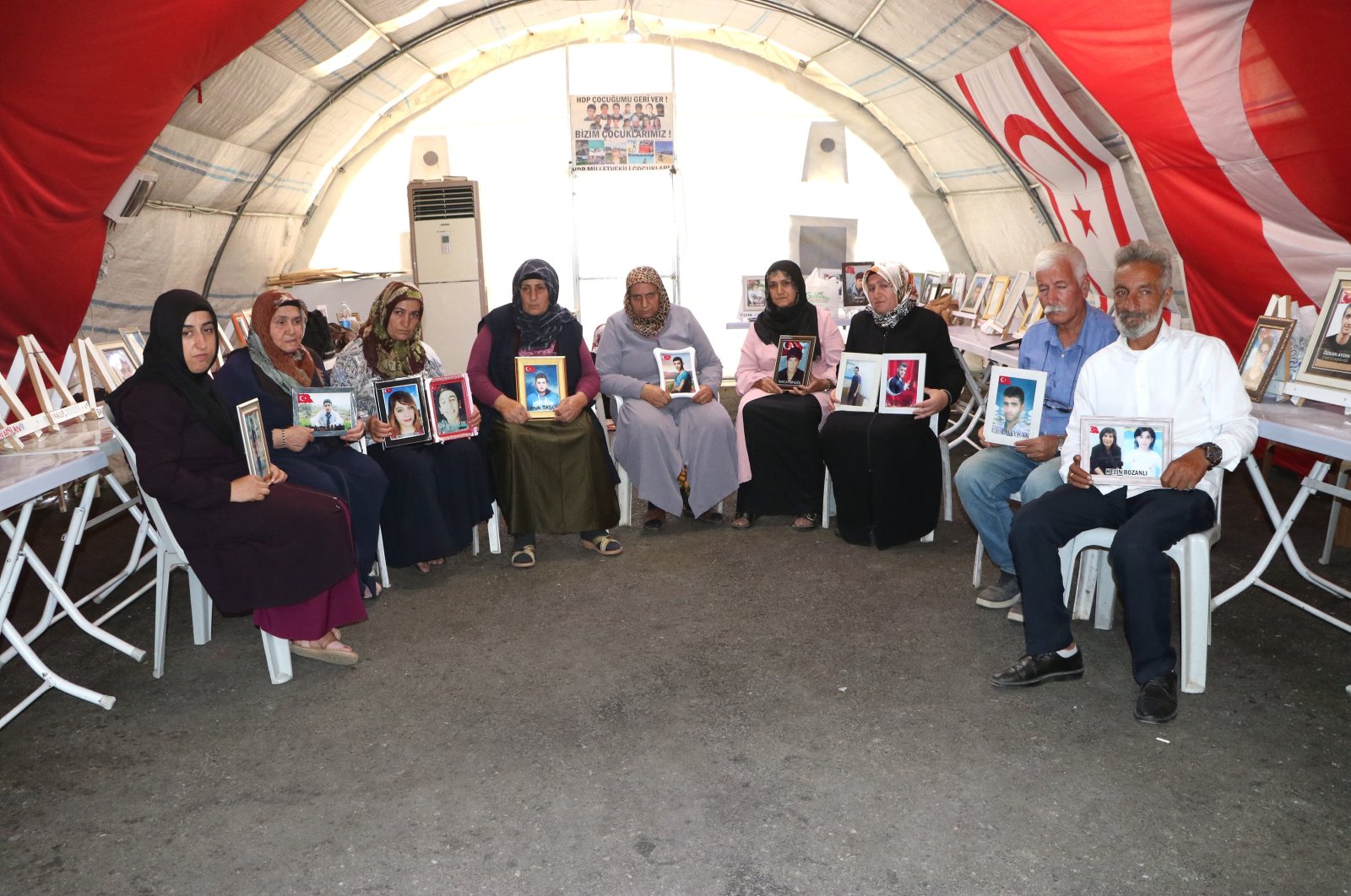 Diyarbakır parents attend yearslong sit-in protest in front of former  HDP headquarters in Diyarbakır, Aug. 18, 2024. (AA File Photo)