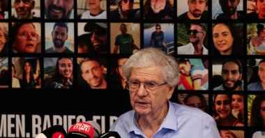 Former Israeli Supreme Court President Aharon Barak, during a press conference in Tel Aviv, Israel, Nov. 3, 2023. (Reuters Photo)