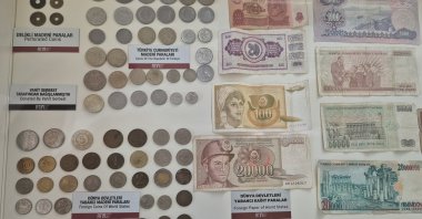 Historic currencies from around the globe, including donations, Turkish republic notes and international money, are on display at the Adapazarı Trade Museum, Türkiye, Aug. 27, 2024. (Photo by Ayşe Sena Aykın)