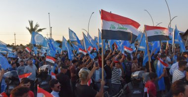 The Turkmen community stages a protest against the governor's election in Kirkuk, Iraq, Aug. 13, 2024. (AA Photo)