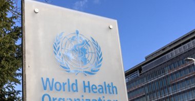 The World Health Organization (WHO) logo is seen near its headquarters in Geneva, Switzerland, Feb. 2, 2023. (Reuters Photo)