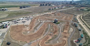 An aerial view of the World Motocross Championship (MXGP Of Türkiye) lanes, Afyonkarahisar, Türkiye, Sept. 4, 2024. (AA photo)