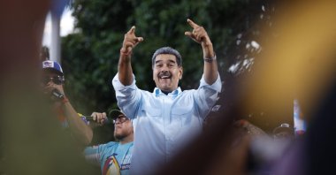 President Nicolas Maduro gestures during a rally in Caracas, Venezuela, Aug. 17, 2024. (AFP Photo)