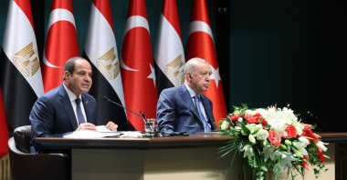 President Recep Tayyip Erdoğan (R) and Egyptian President Abdel-Fattah el-Sissi hold a joint news conference in Ankara, Sept. 4, 2024. (AA Photo)