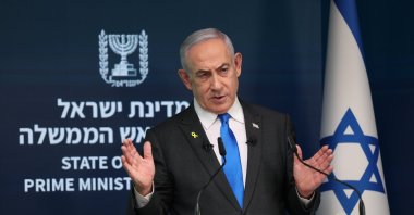 Israeli Prime Minister Benjamin Netanyahu during a news conference for the international media at the Government Press office in Jerusalem, Sept. 4, 2024. (EPA Photo)